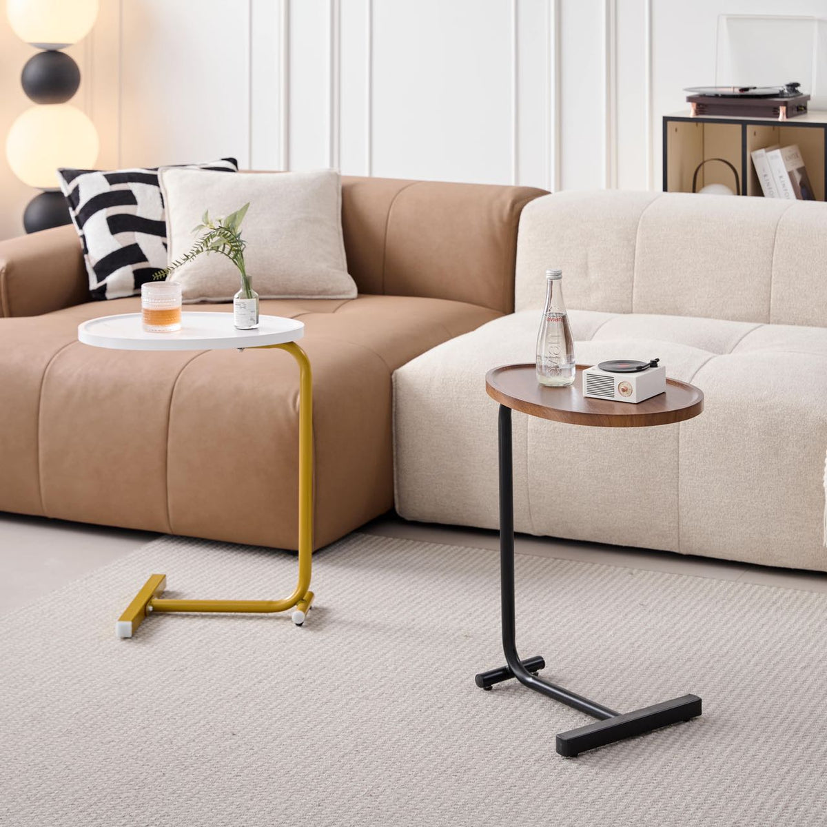 Brown C-shaped Side Table