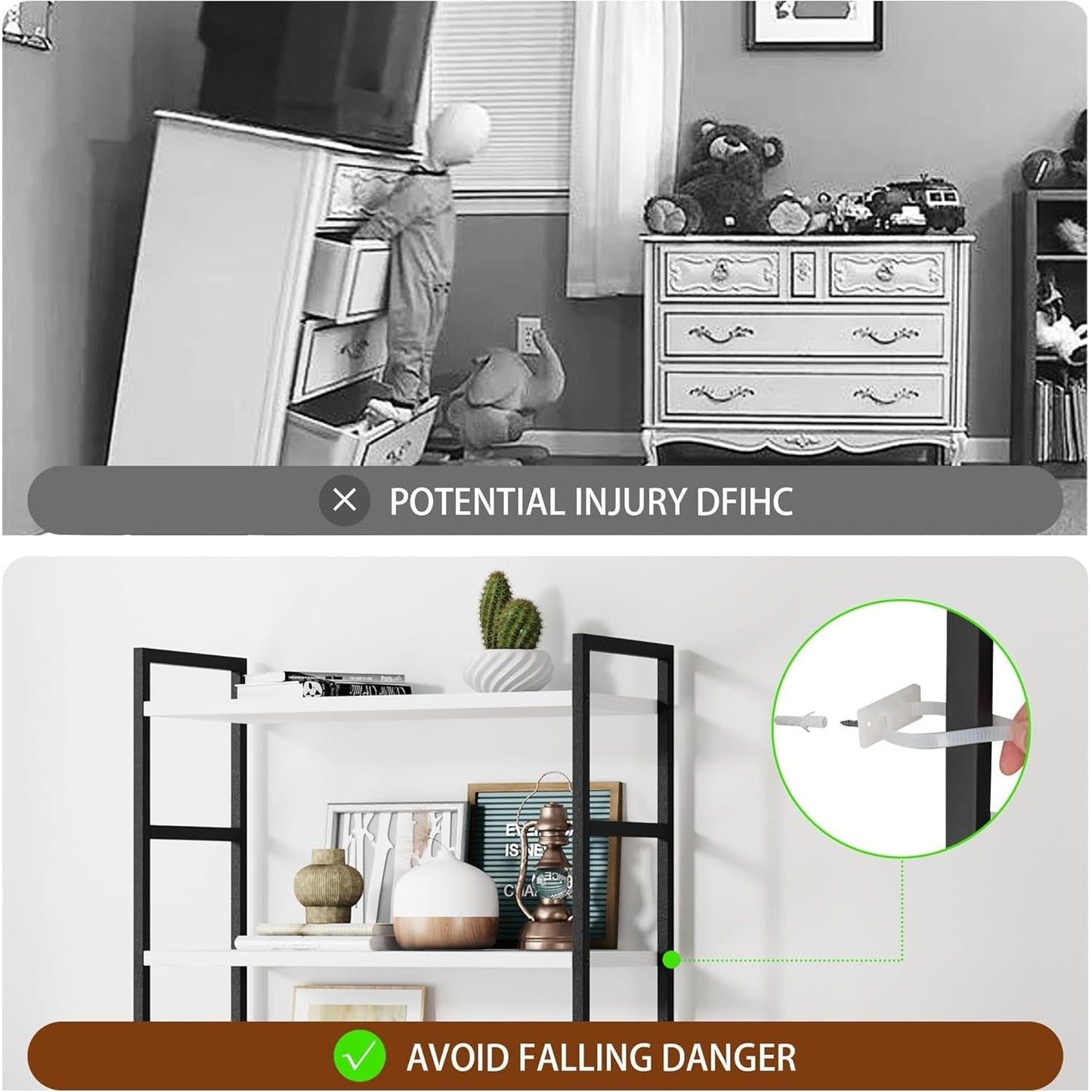 Two Piece Five Tier White Bookshelf Set Industrial Modern Bookcase For Living Room Office