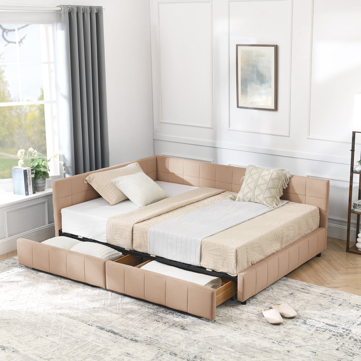 Full Size Storage Upholstered Tufted Bed Frame
