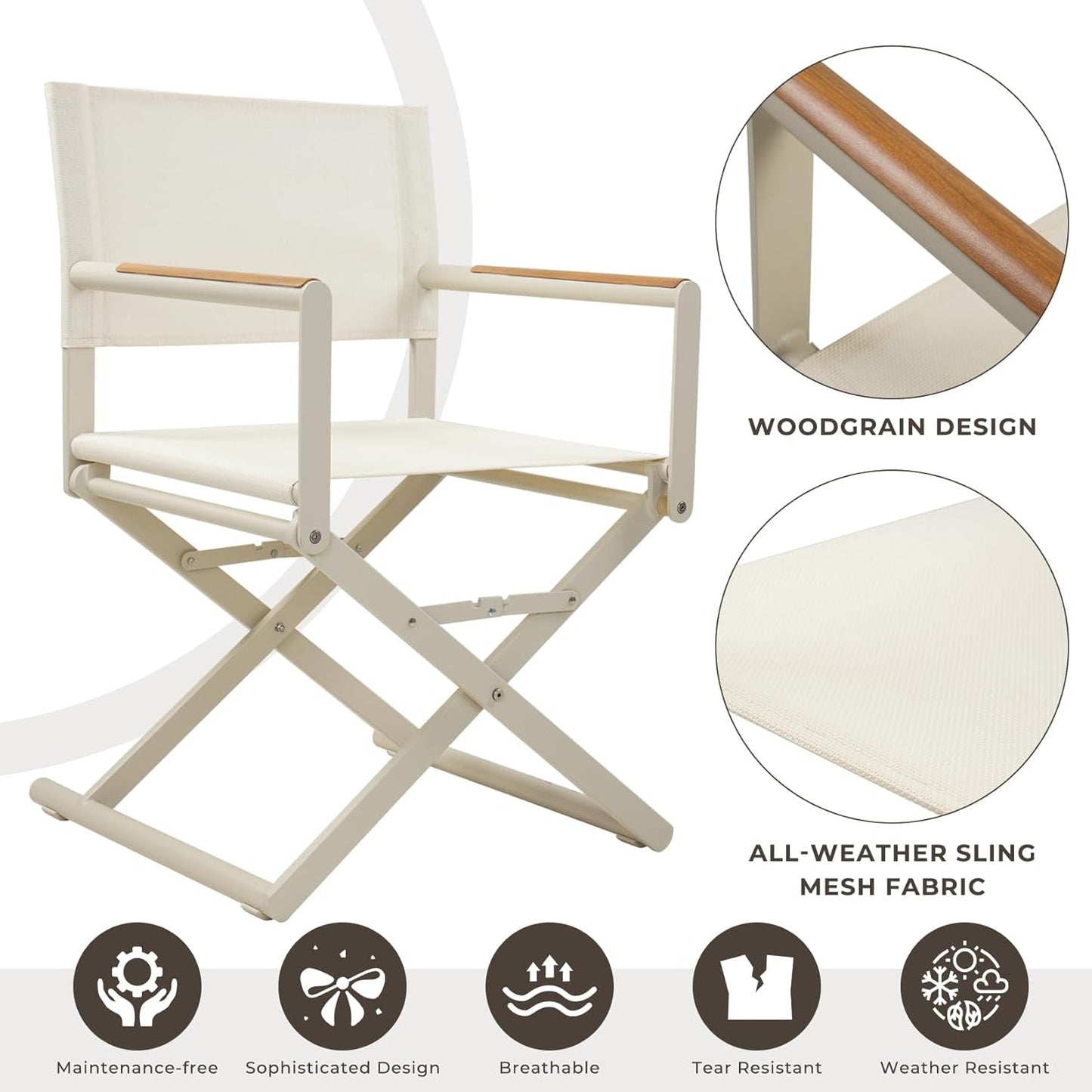 11 Piece Outdoor Dining Set Apricot Sling Mesh Chairs With Wood Grain Expandable Table For 6 To 8