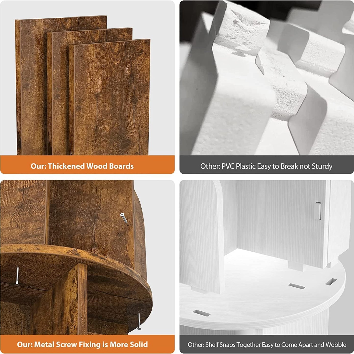 Rotating Corner Bookshelf 360 Degree 4 Tier Space Saving