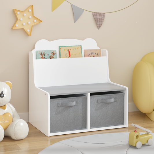 Kids Bookshelf with Storage Bins