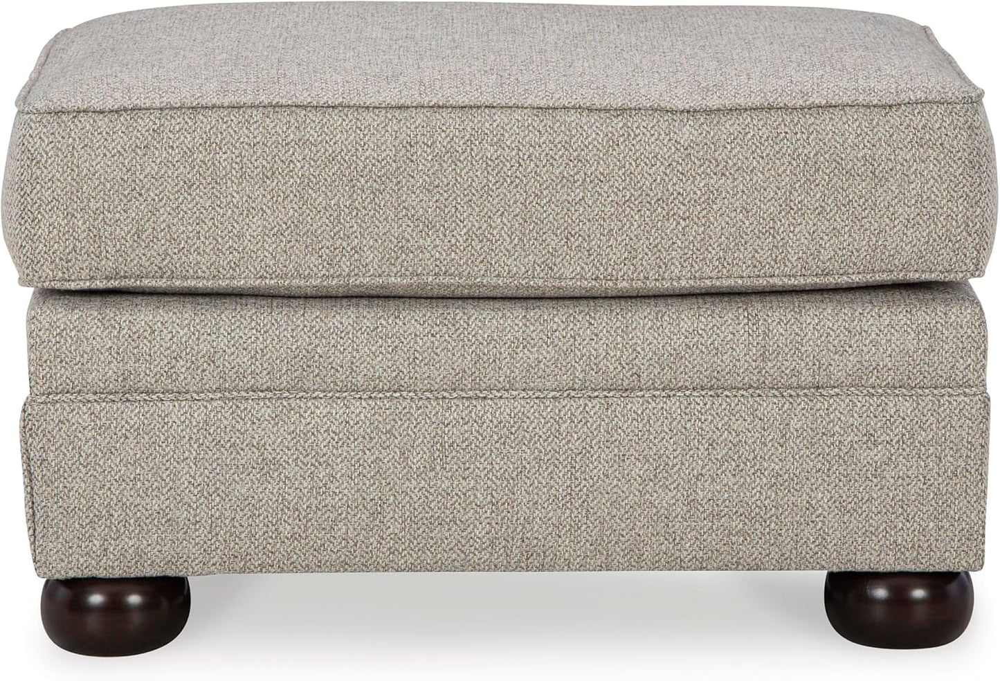 Rectangular Upholstered Ottoman Light Brown Bun Legs