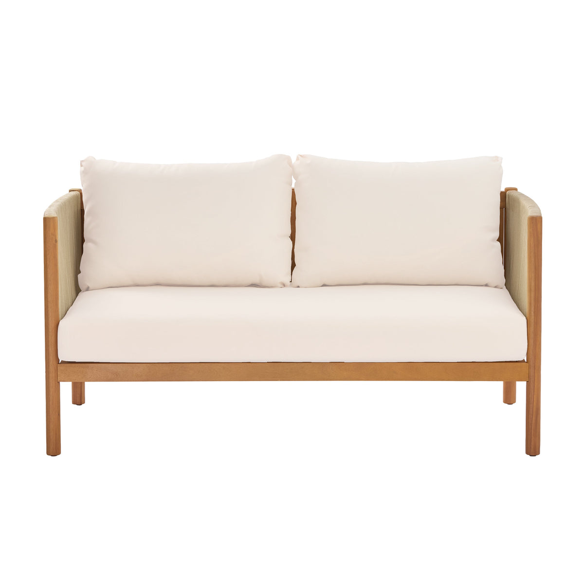 Outdoor Loveseat and Coffee Table Set with Acacia Wood Frame