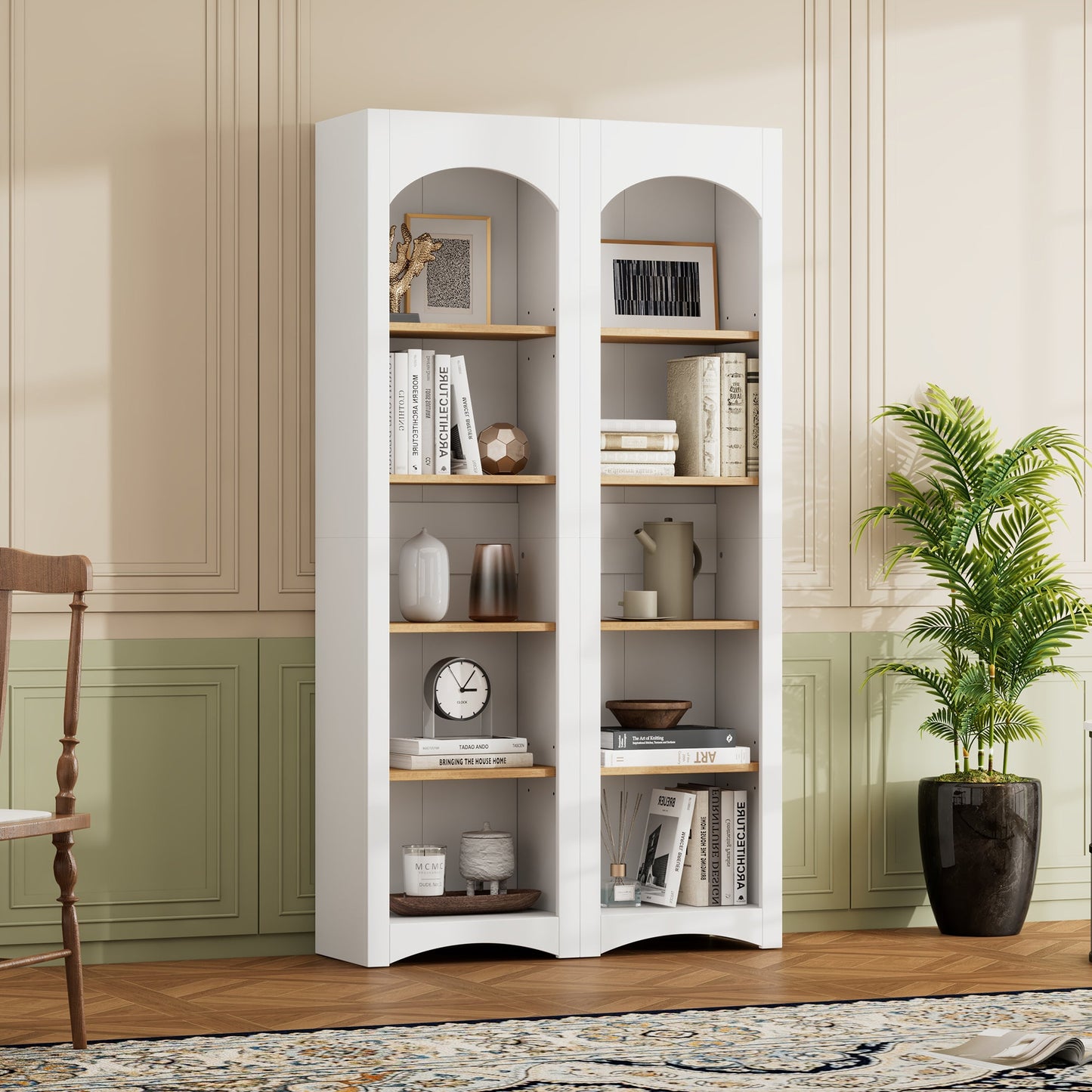 ON-TREND Free Standing 5 Tier Bookshelves Set of 2
