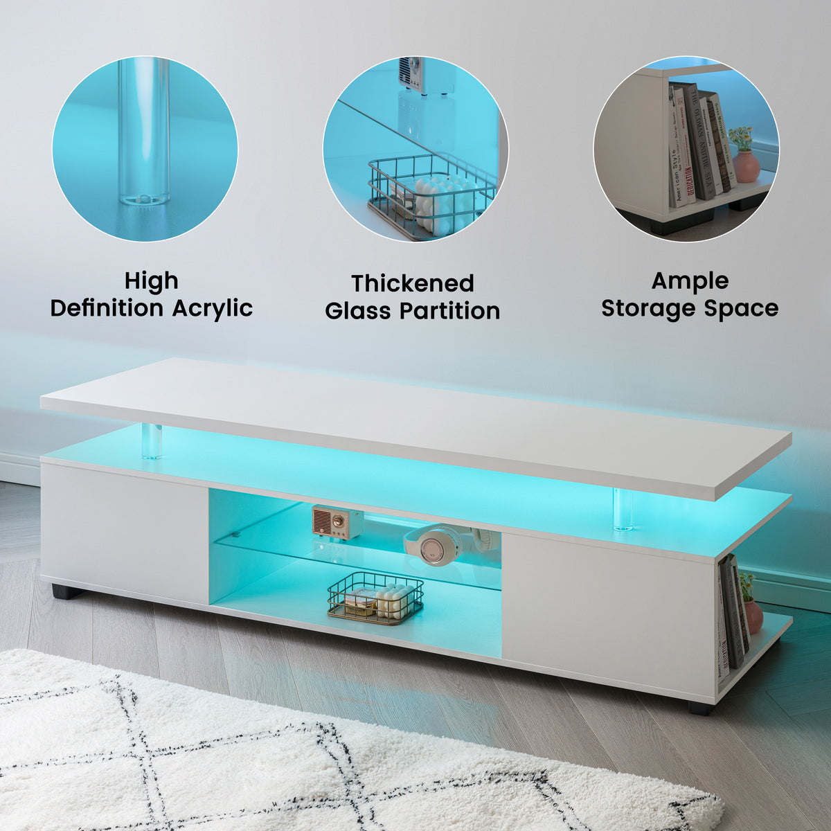 LED TV Stand for 60 Inch TVs - White