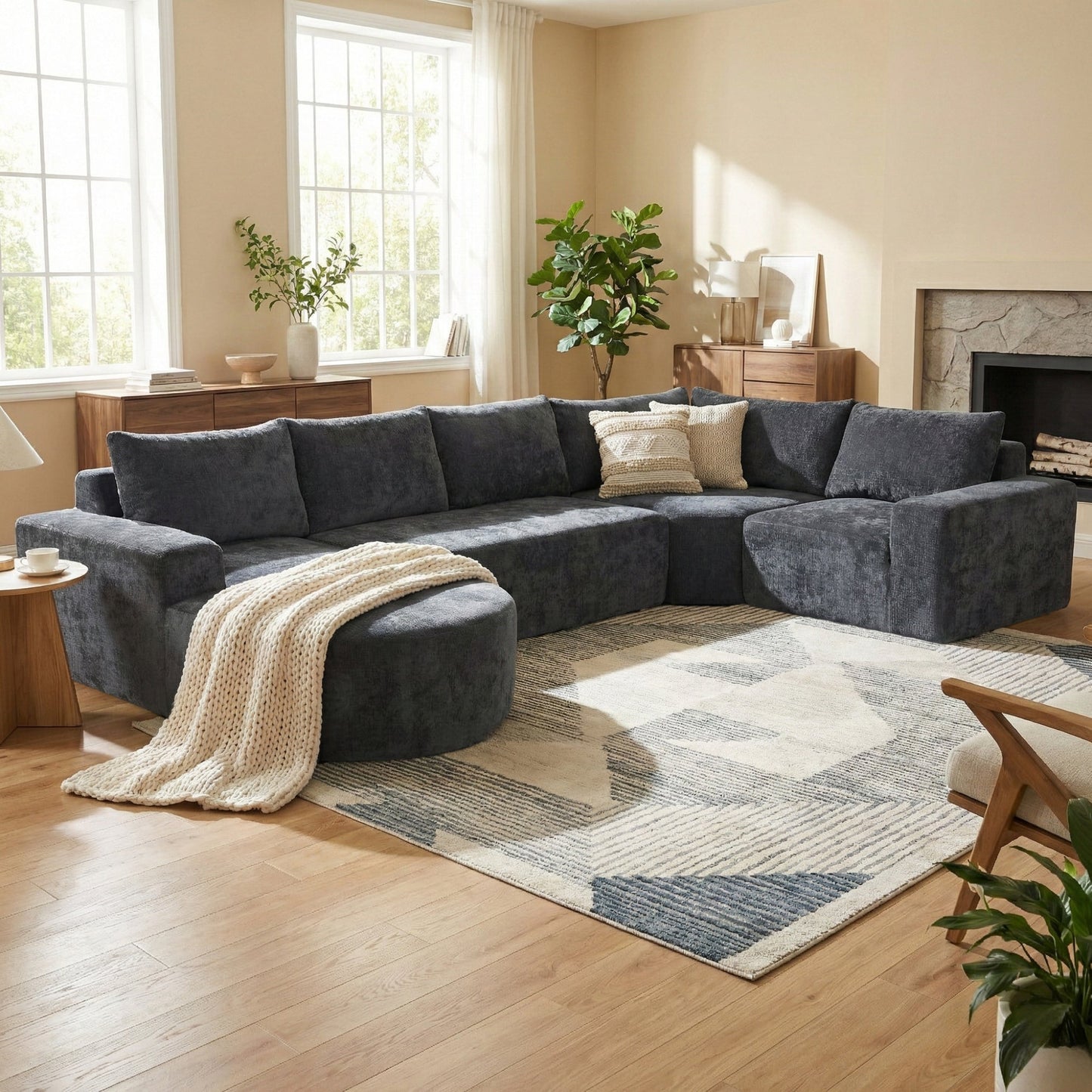 140.5" Oversized Modular Cloud Sectional Sofa