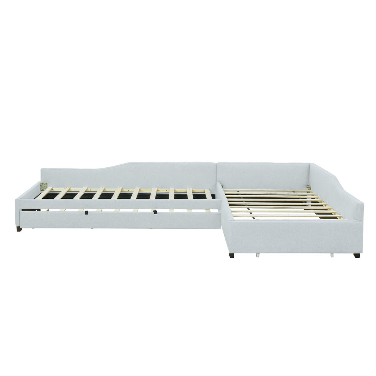 Upholstered Double Twin Size Daybed with Trundle and Drawer