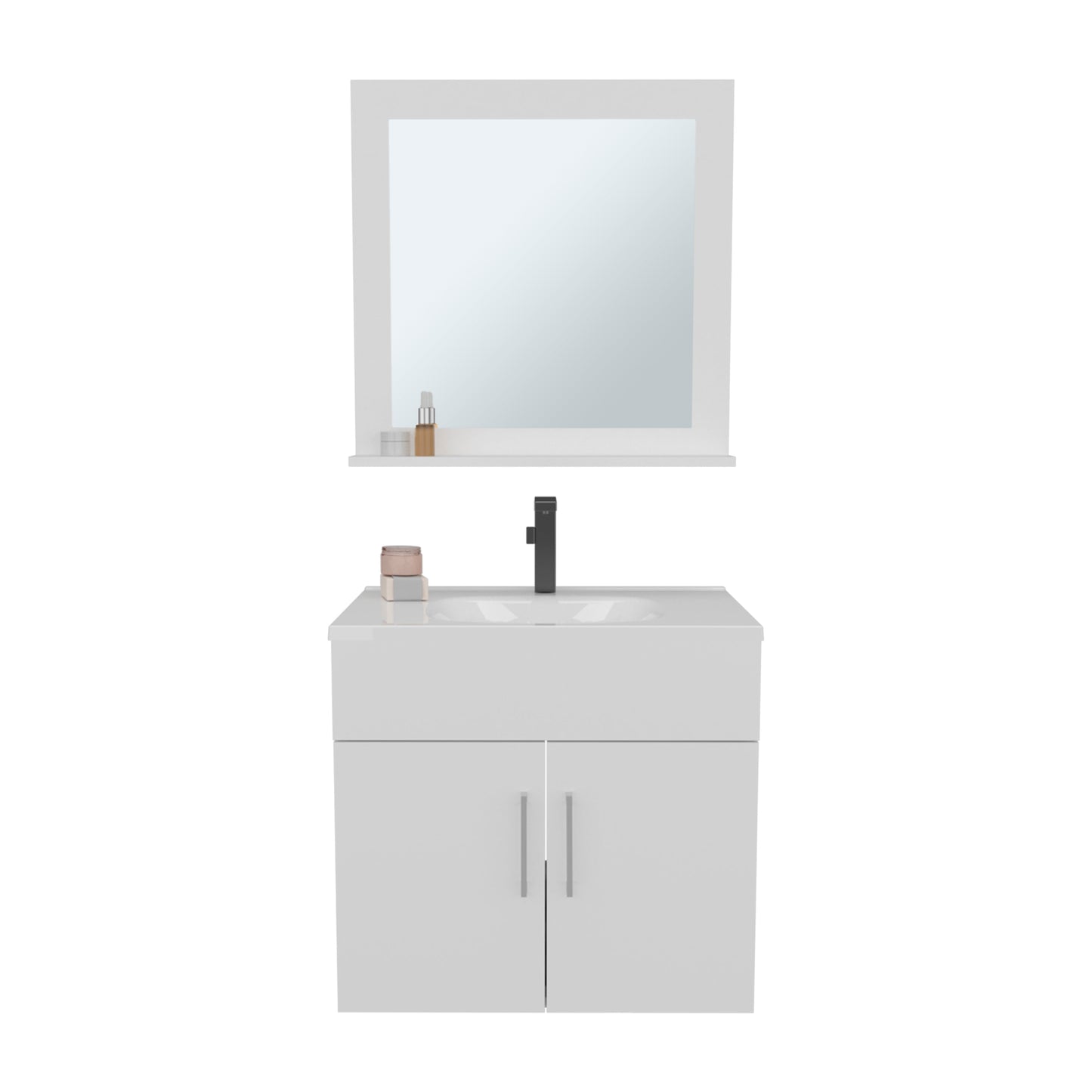 Bathroom Set, Vanity Sink + Mirror with Storage