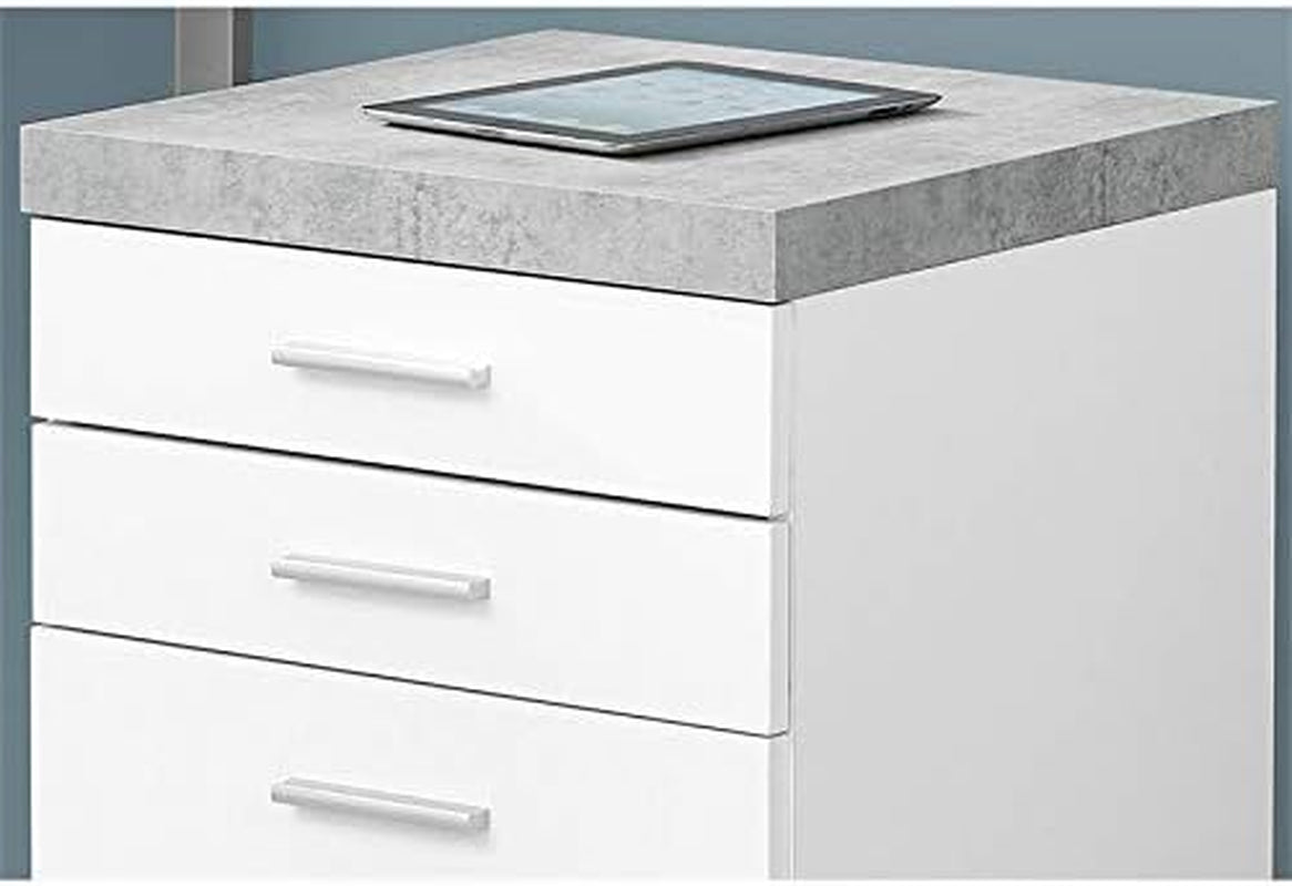 File Cabinet Rolling Casters Grey White Laminate 3 Drawers