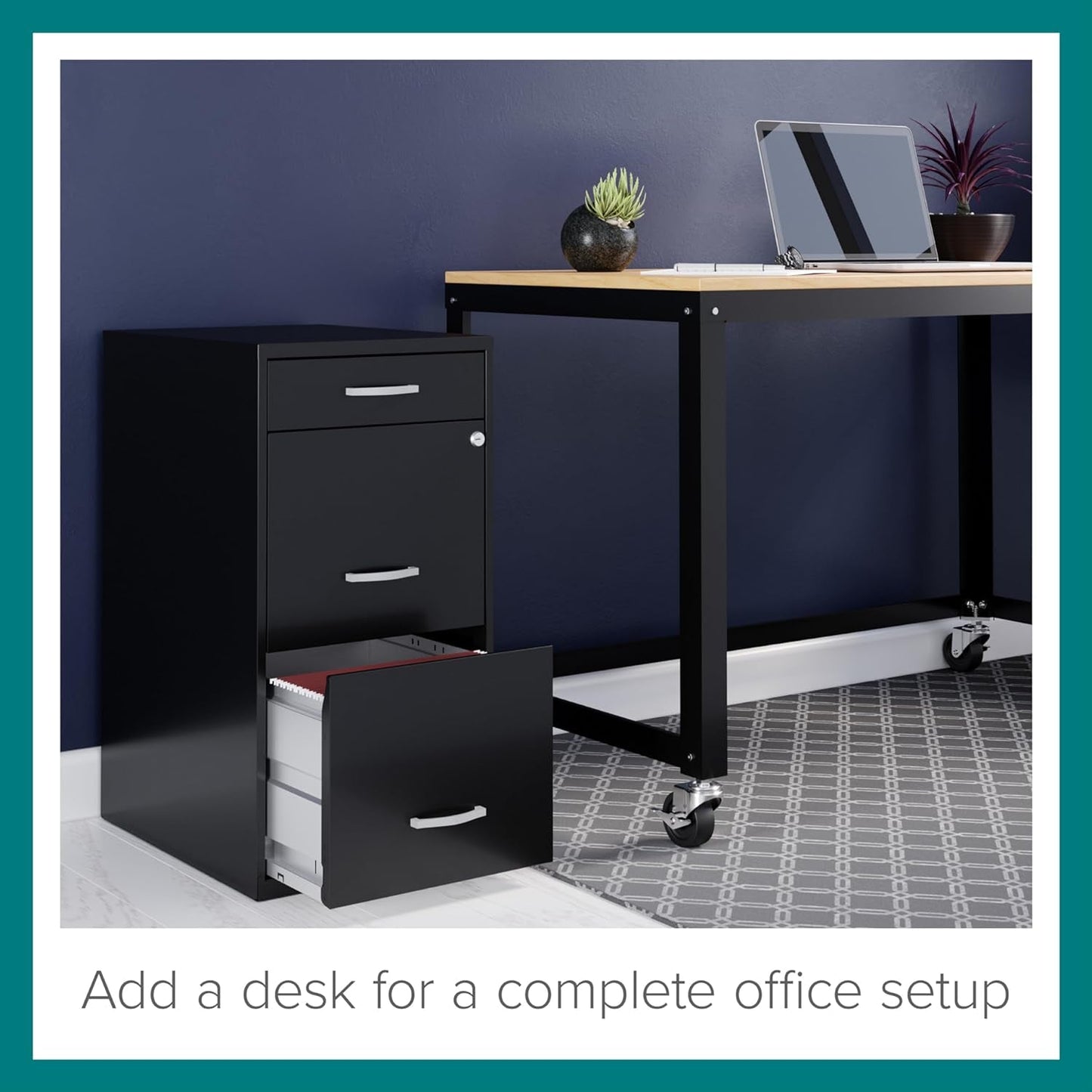 Locking 3 Drawer File Cabinet For Home Office Storage