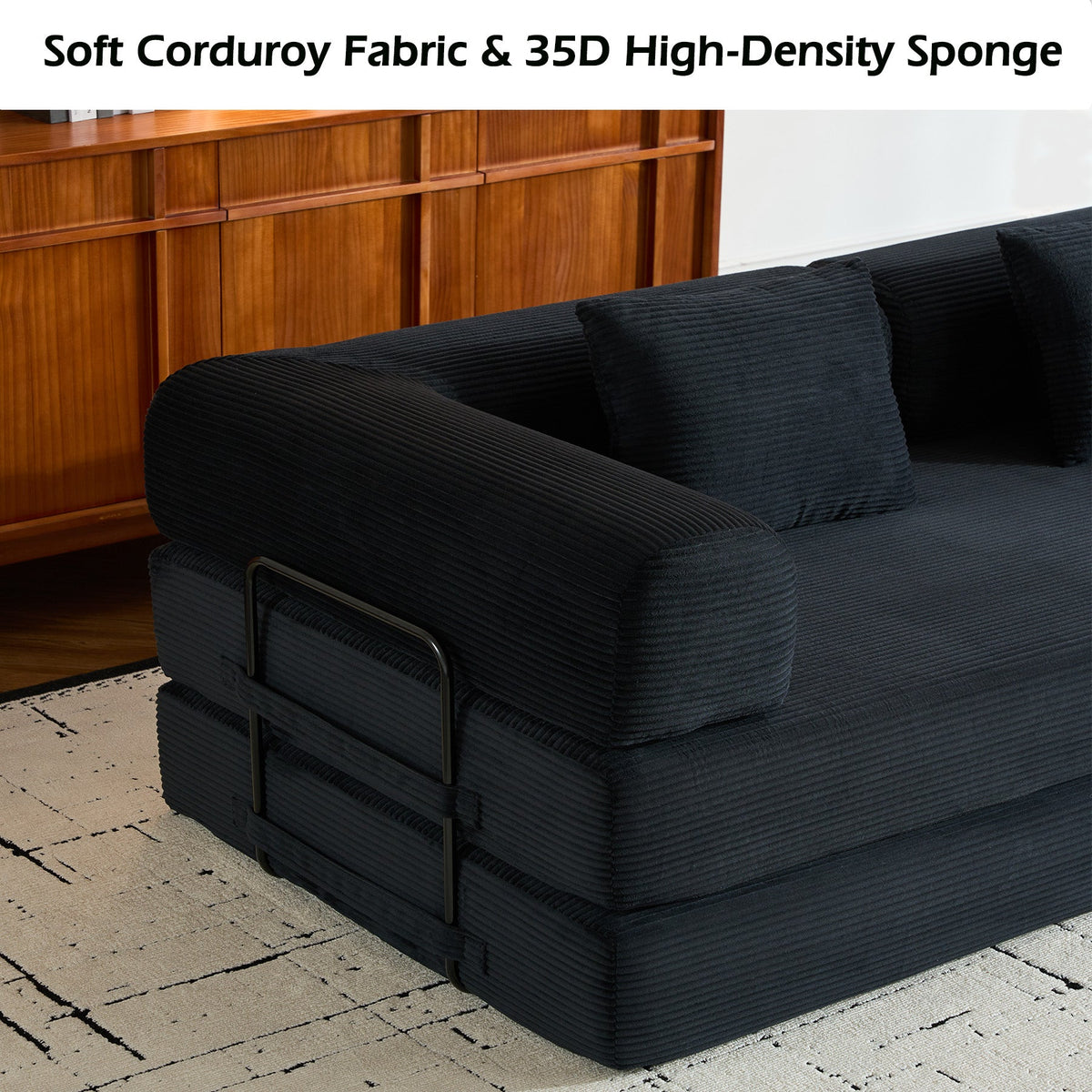 Convertible Sleeper Sofa Bed with Cylindrical Pillow