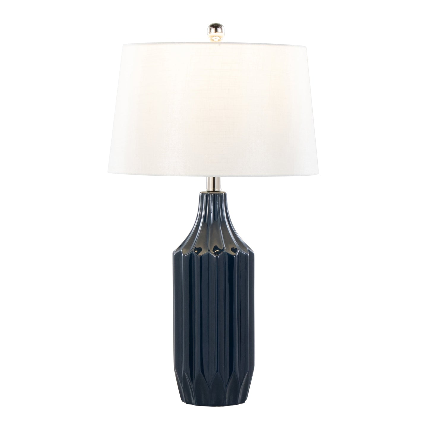 Stella 23' Contemporary Ceramic Table Lamp in Gloss Dark Blue Ceramic with White Shade by LumiSource