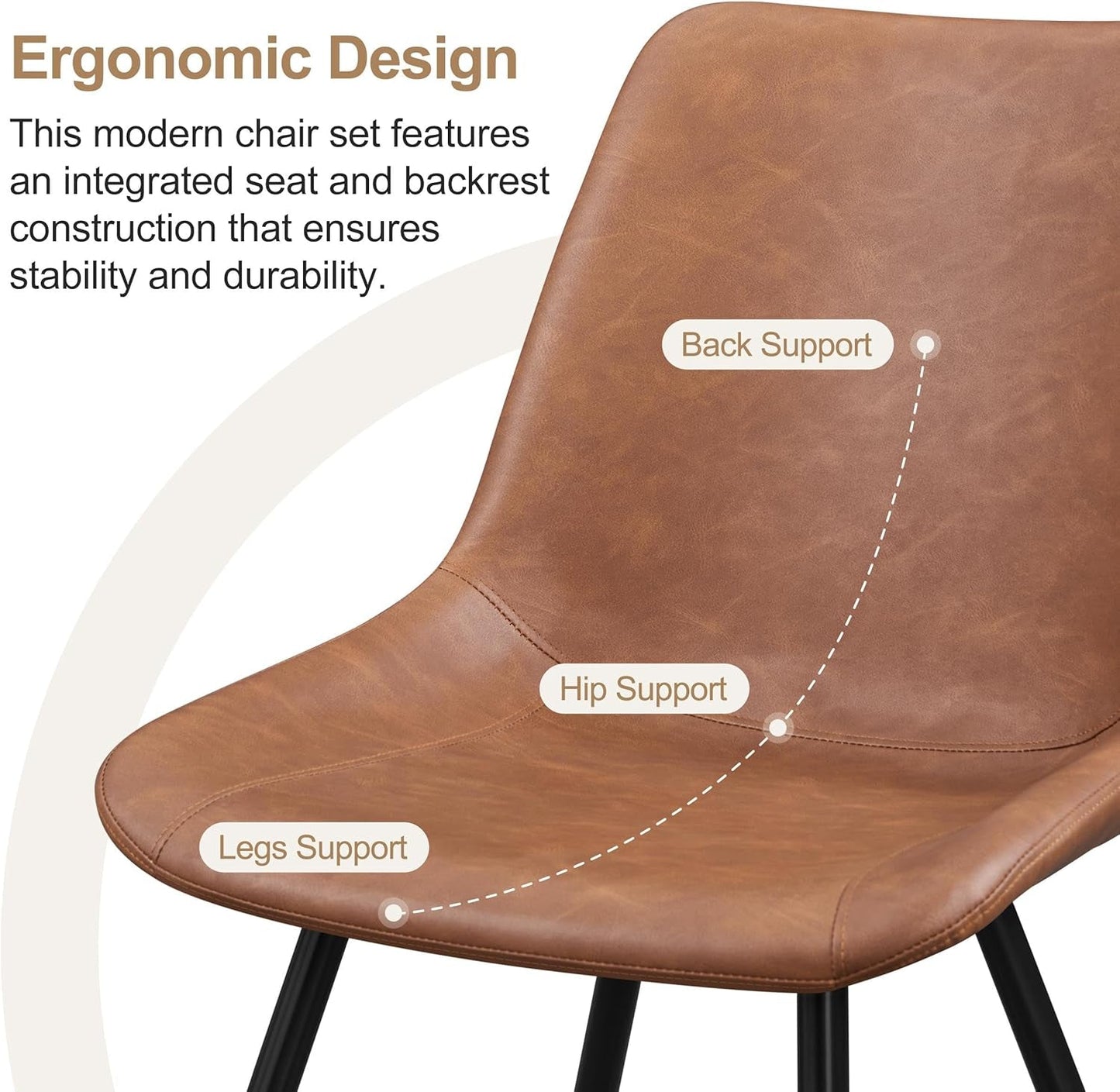 Dining Chairs Set Of 2 Brown Upholstered Faux Leather