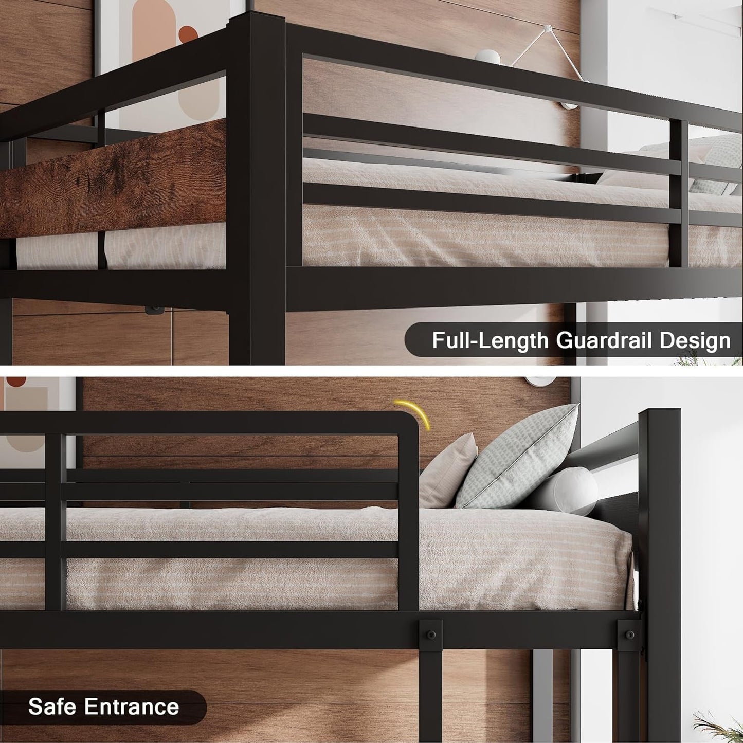Rustic Brown Twin Over Twin Bunk Bed With Under Bed Storage