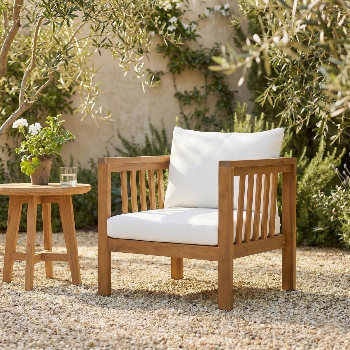Outdoor Acacia Wood Club Chair