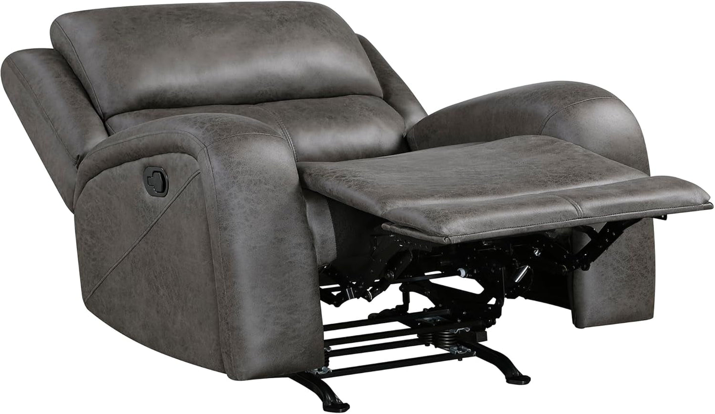 Grey Rocker Recliner Chair With Manual Recline Living Room