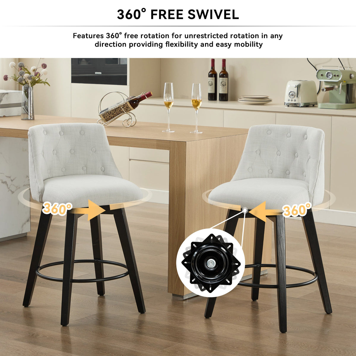 007-360° Swivel Bar Stools Set of 2