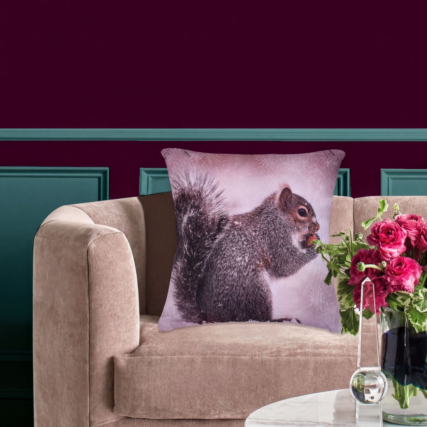 Squirrel Throw Pillow Covers - Set of 2 or 4 Decorative Printed Cushion Covers, 18x18 Inch