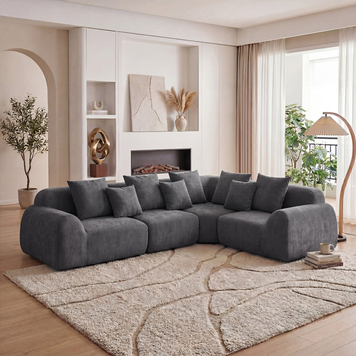 Oversized Cloud Velvet Curved Sectional Couch