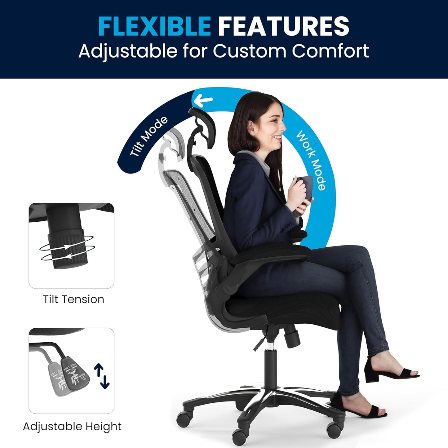 High Back Swivel Office Chair With Lumbar Support Black