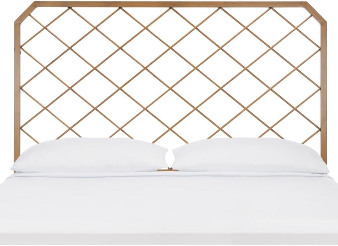 Queen Antique Gold Stitch Headboard for Stylish Bedrooms