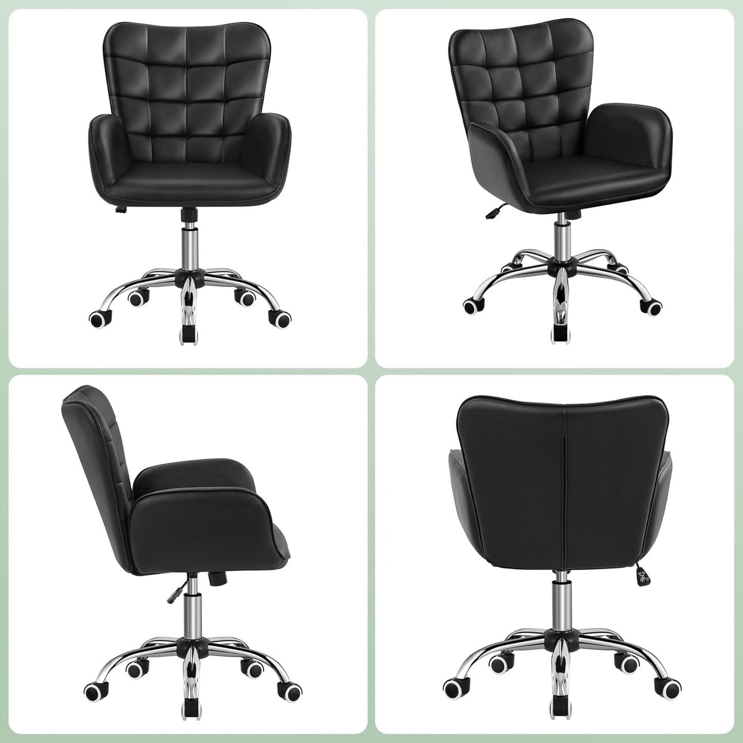 Ergonomic Office Chair 18.7 Inch Wide Seat Black Comfort