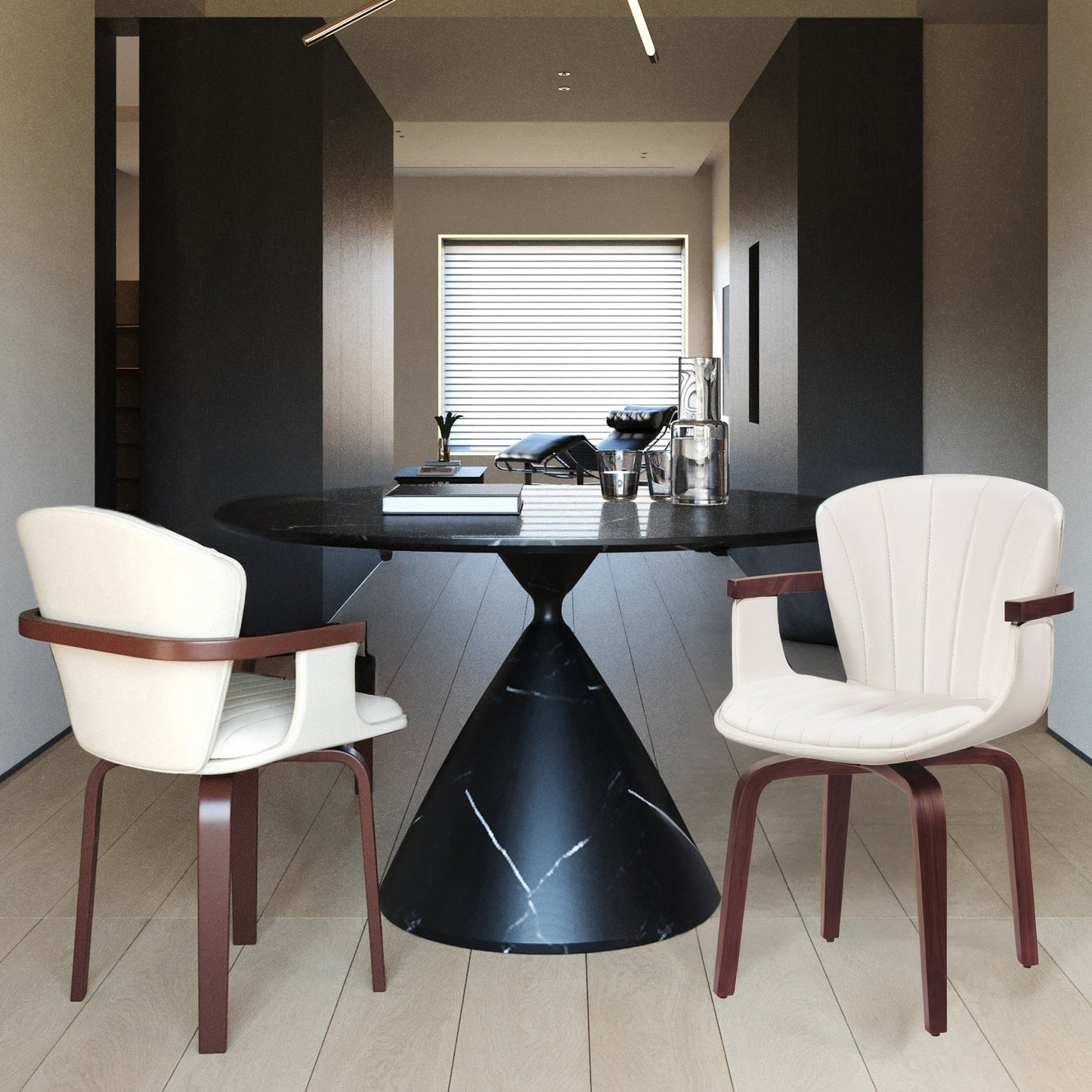 Mid-Century Modern Bentwood Swivel Dining Chairs (Set of 2)