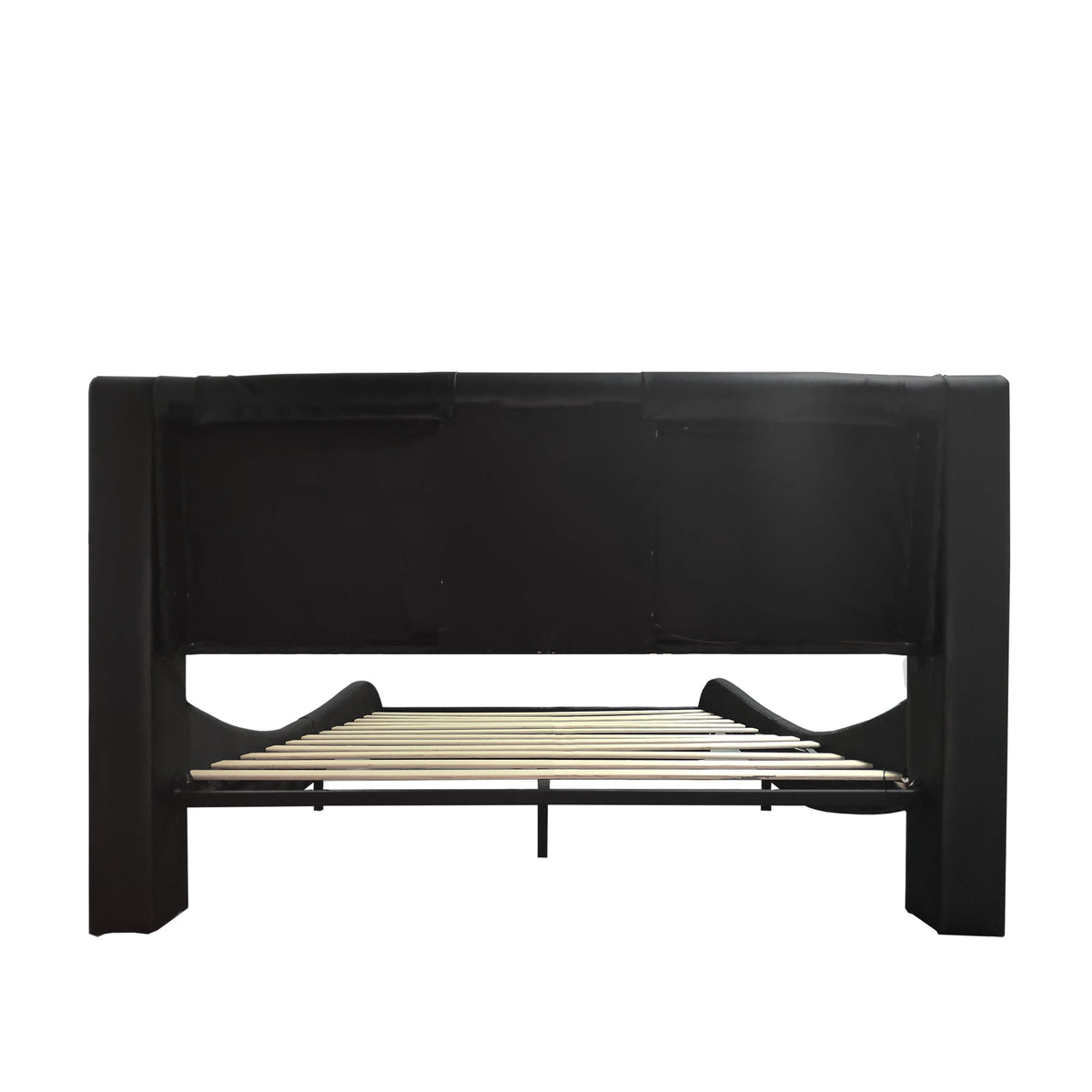 Faux Leather Upholstered Platform Bed Frame with LED Lighting