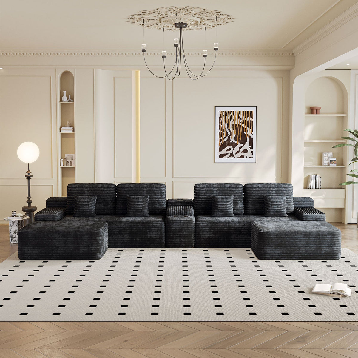 150" Width 5-Piece Sectional Sofa with 2 Ottomans