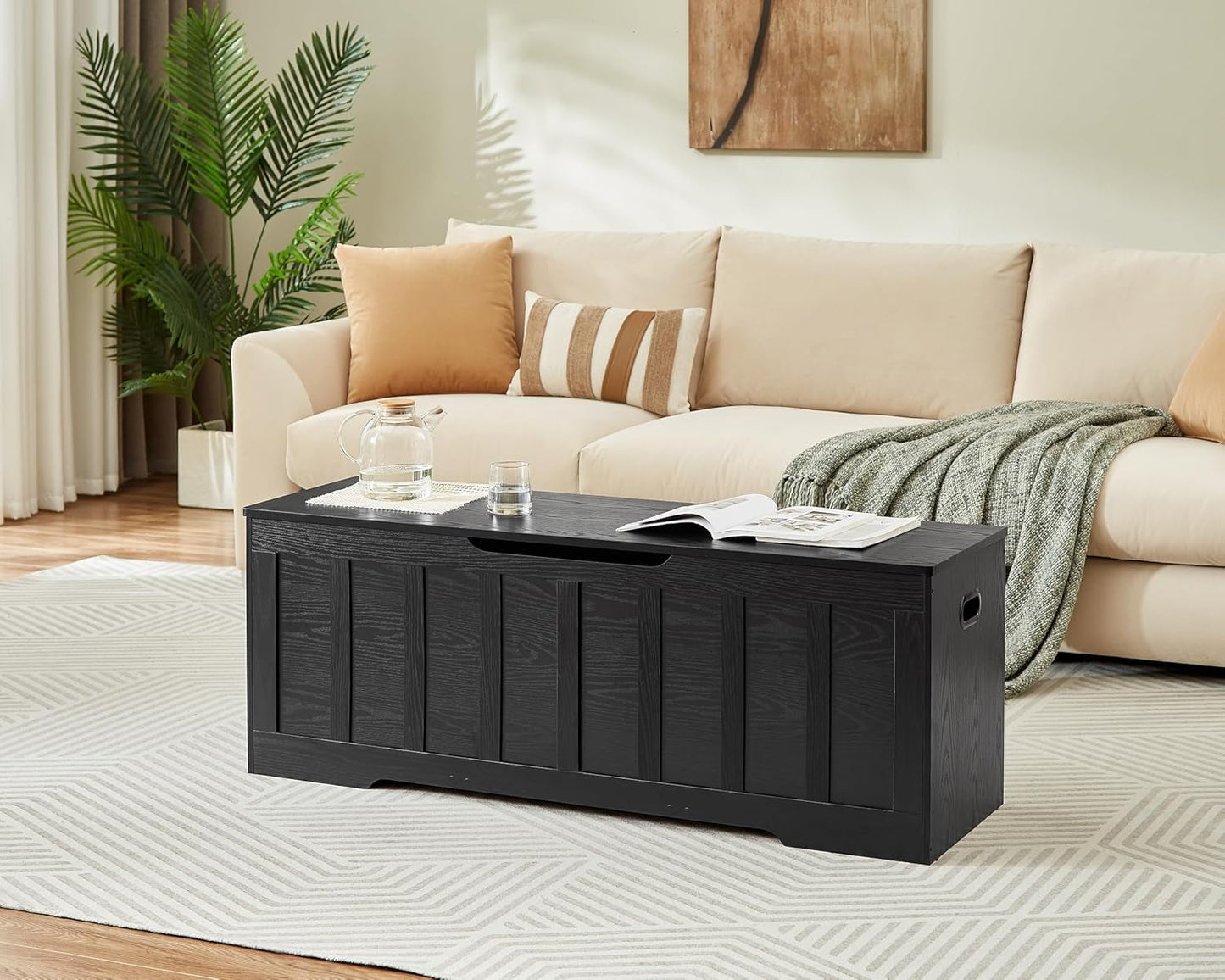 ExtraLarge 51.2 InchesHigh Storage Chest Bench Black