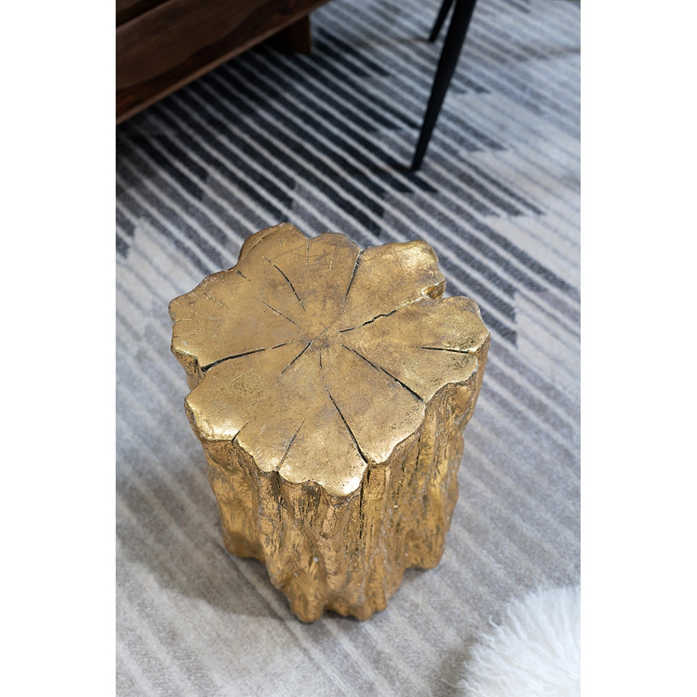 Unique Golden Tree Trunk Stool, Antique