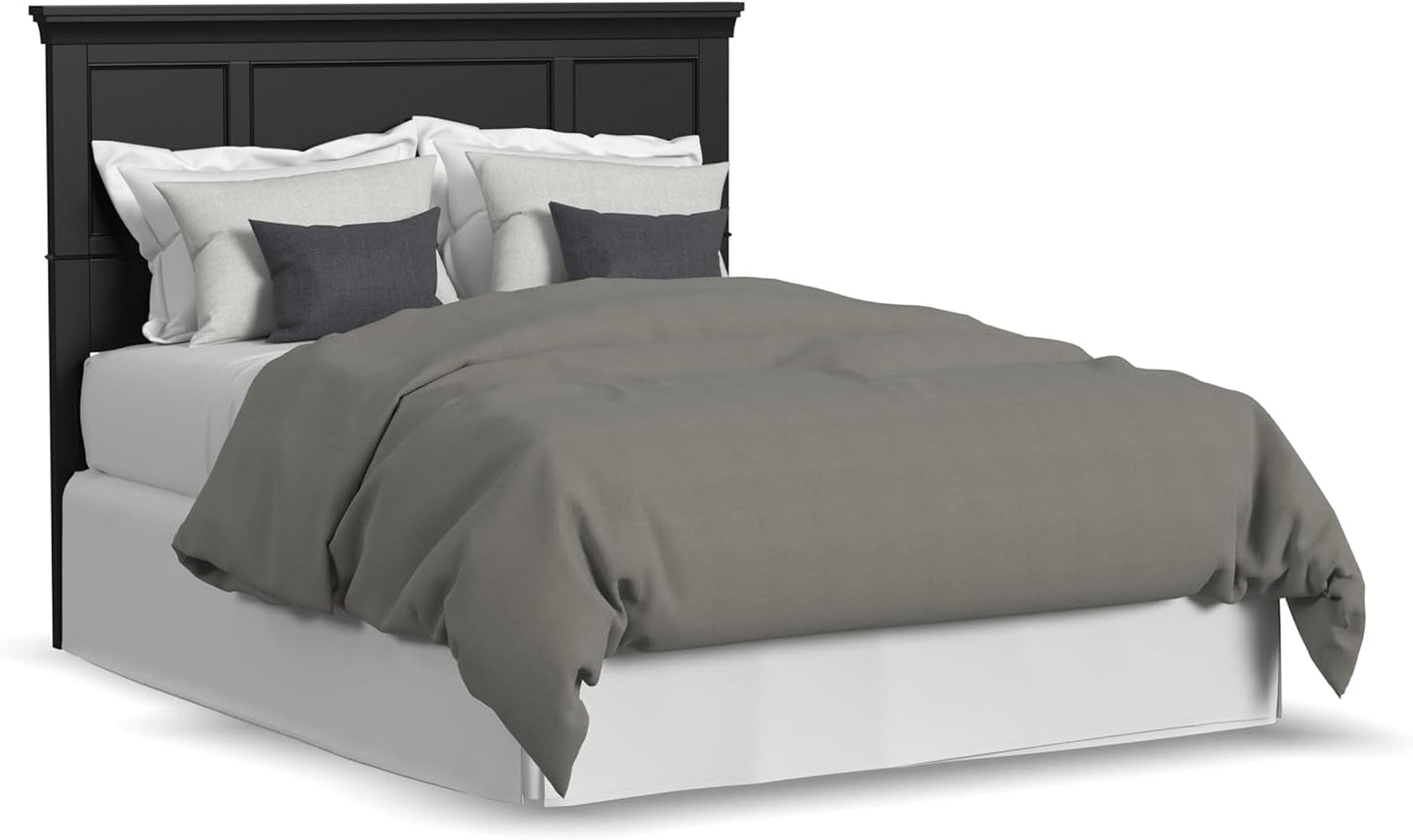 Stylish Black Queen Headboard with Raised Panel Design