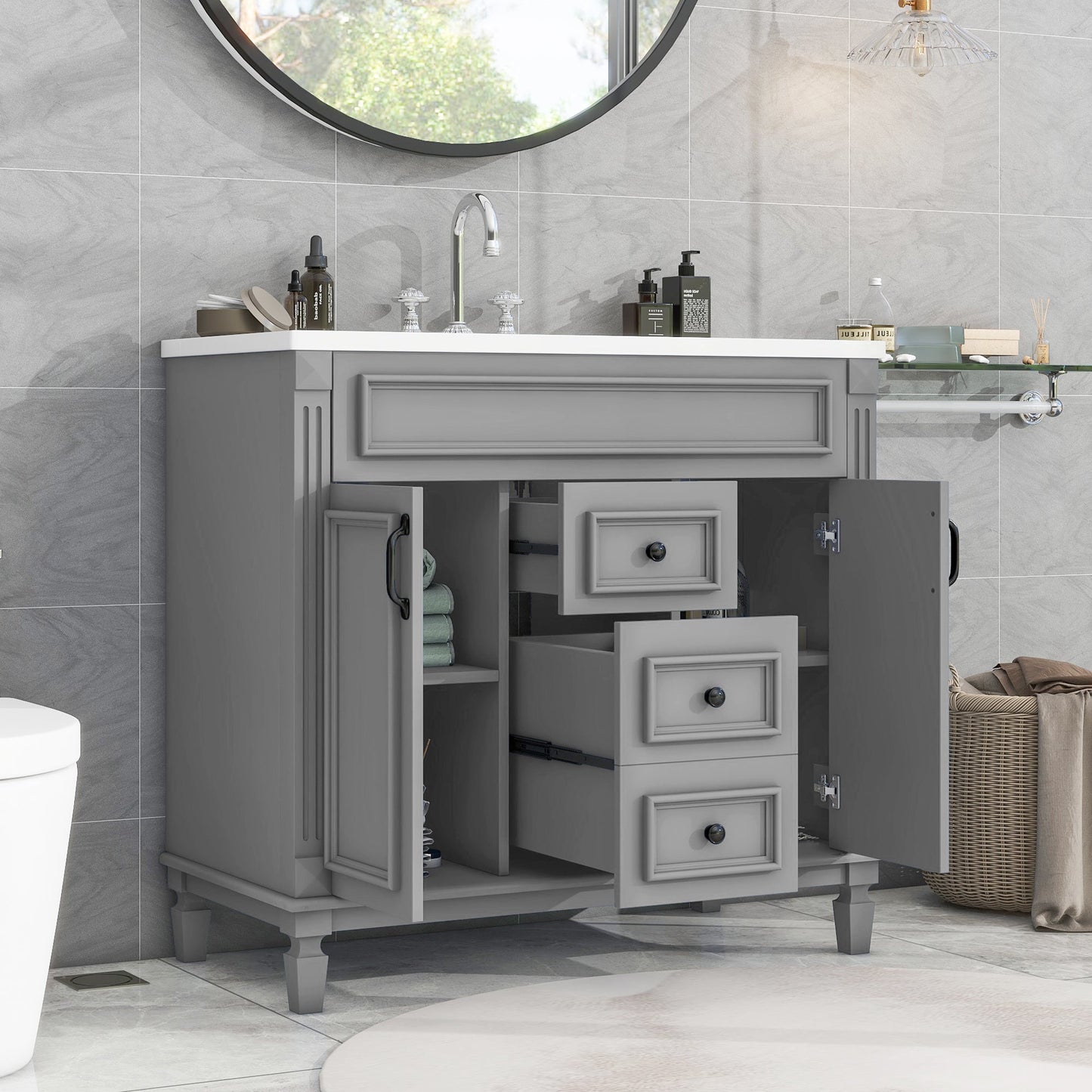 36" Bathroom Vanity with Top Sink