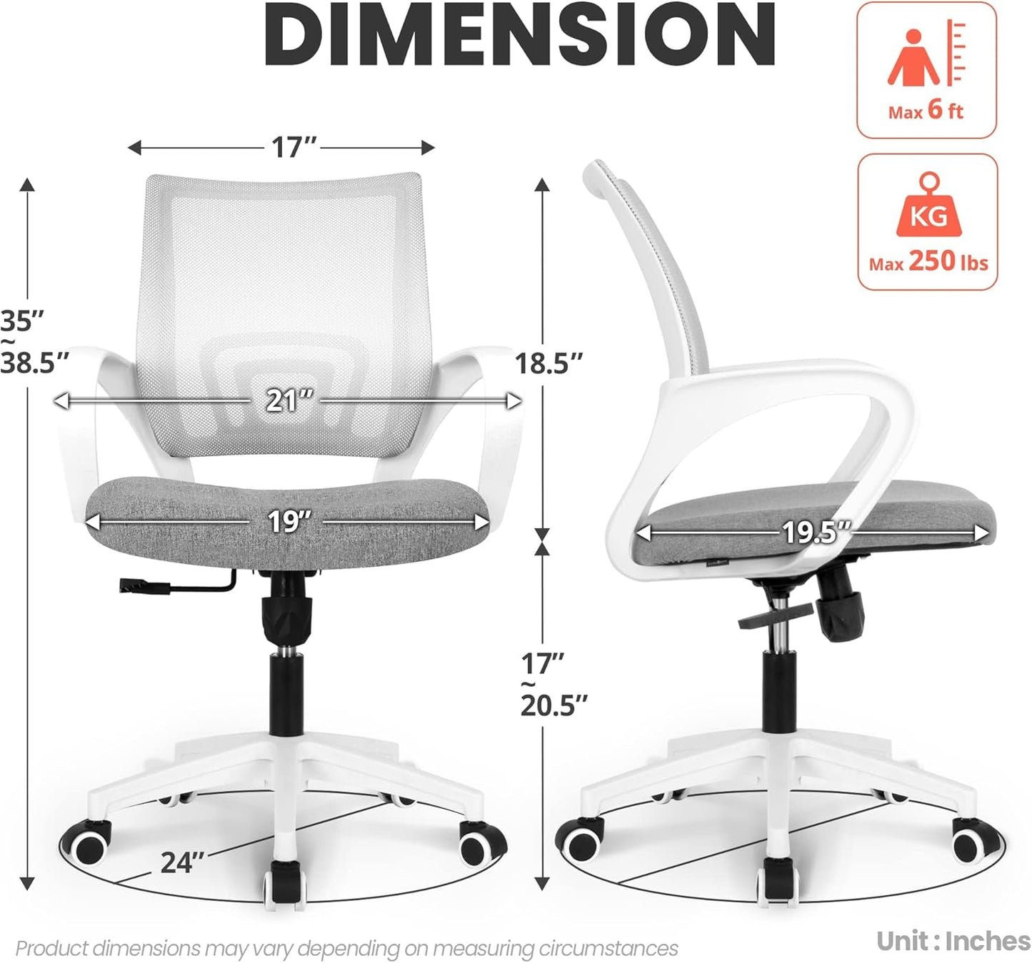 Ergonomic Grey Office Chair With Lumbar Support Mesh