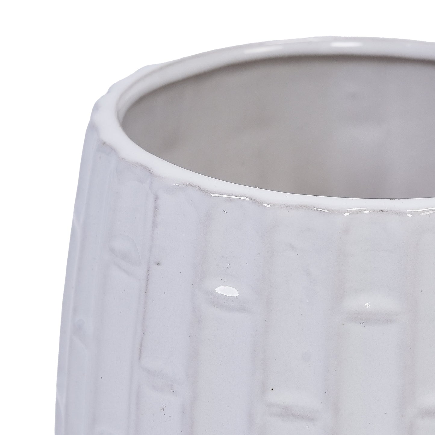 Set of 2 Ceramic Flowerpot, 7' Modern Planter for Patio, Garden, Windowsill - White