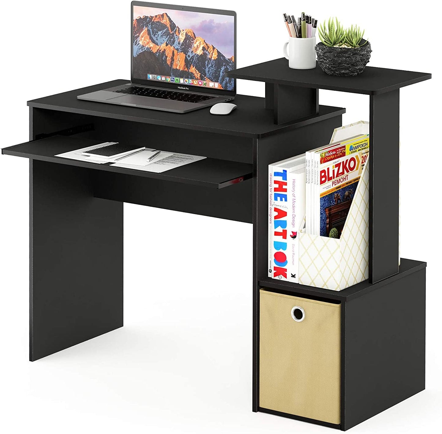 Econ Multipurpose Home Office Writing Desk Black Brown