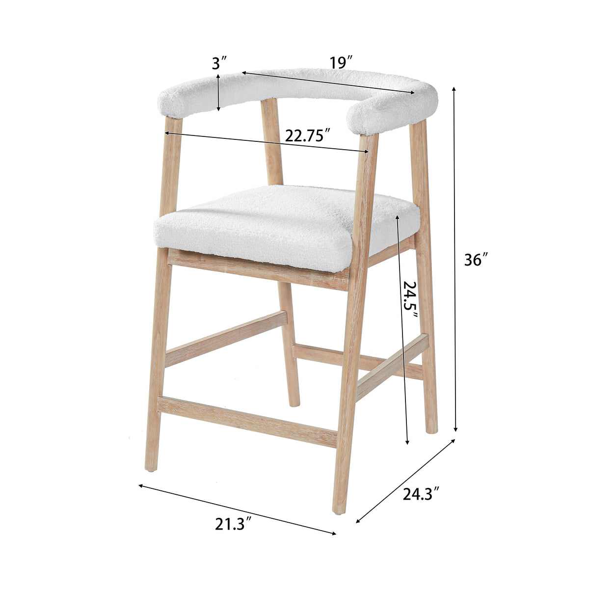 25'' Seat Height Bar Stools with Back - Set of 2