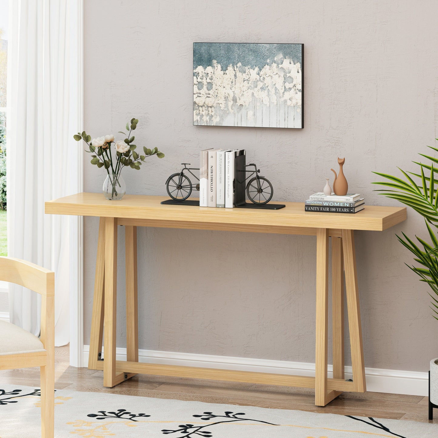 59.84" Console Table - Natural Finish