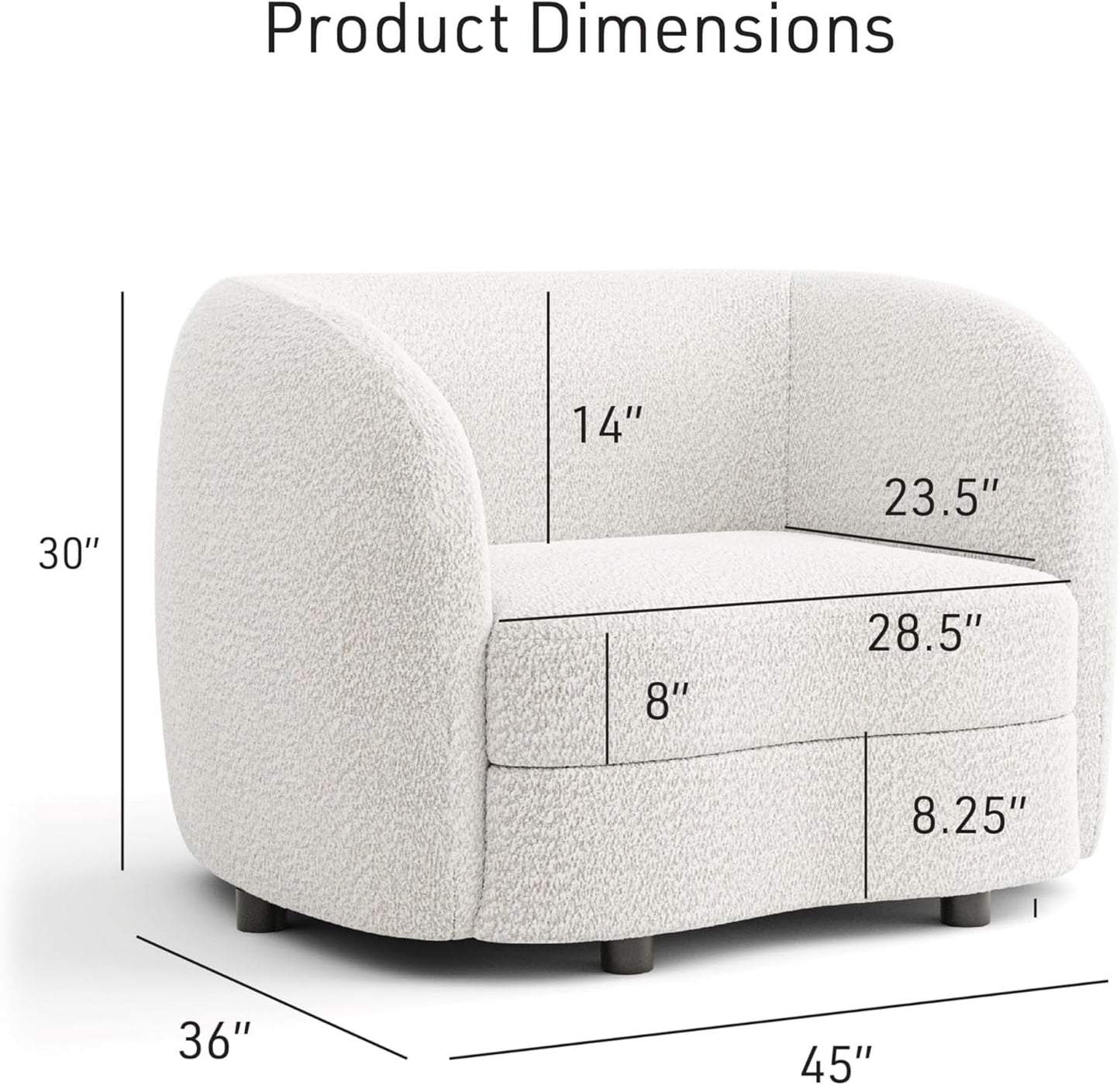 Nimiane Boucle 3 Piece Sofa Set Off White Modern Collection