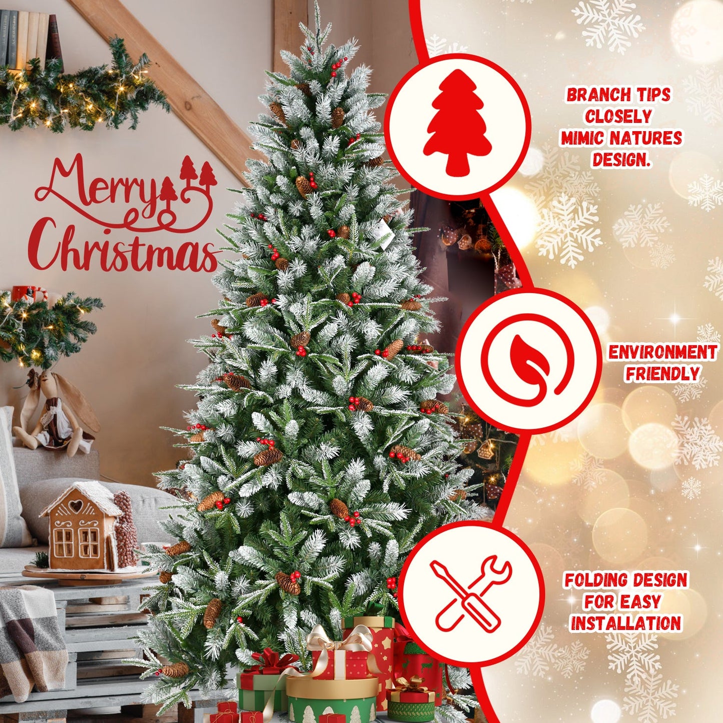 7FT Christmas Tree with 2178 Tips