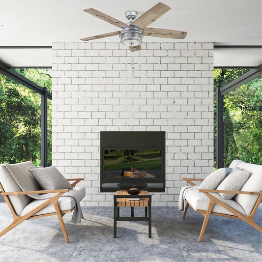 52 Inch Indoor Outdoor Ceiling Fan LED Light Dual Mount