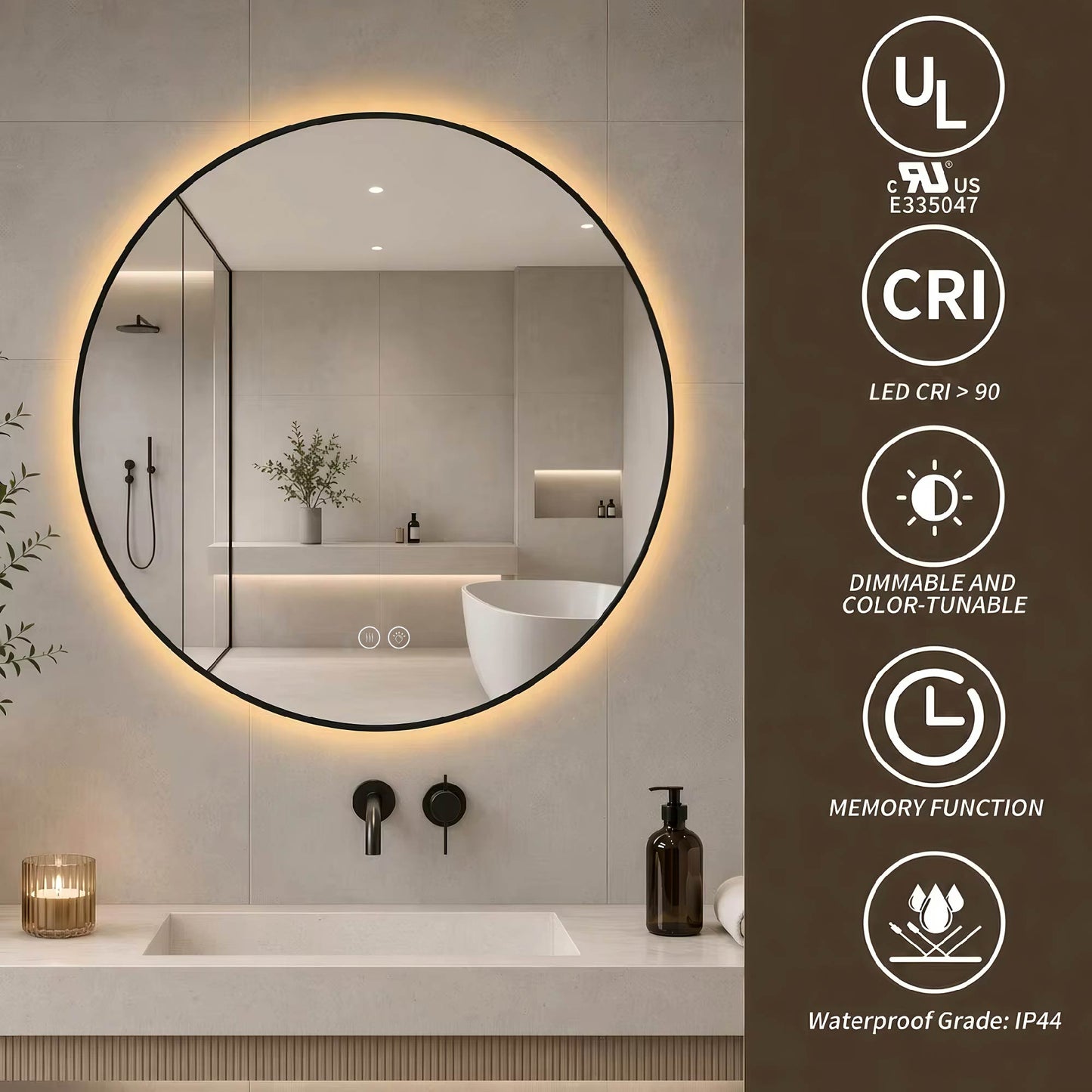 24" Round Bathroom Mirror