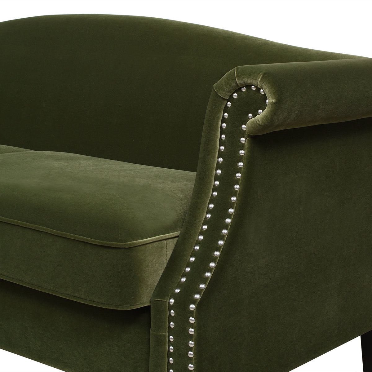 Elaine 77" Camel Back Small Space Sofa, Olive