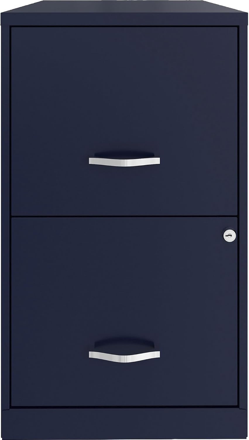 Navy Two Drawer File Cabinet With Smooth Glide Drawers, 14.2 By 18 By 24.5 Inches
