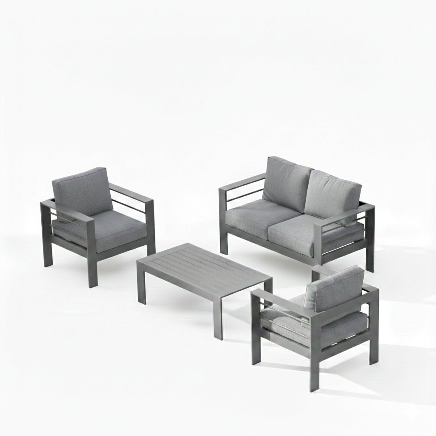 4-Piece Modern Aluminum Patio Conversation Set