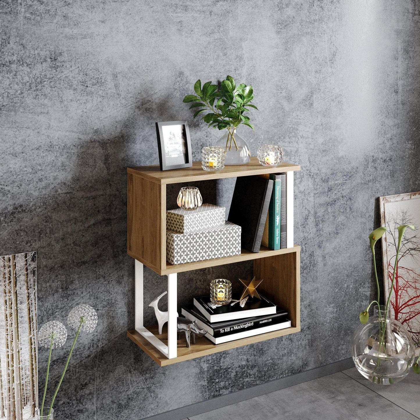 Lima 25'' Metal Wood Side End Table