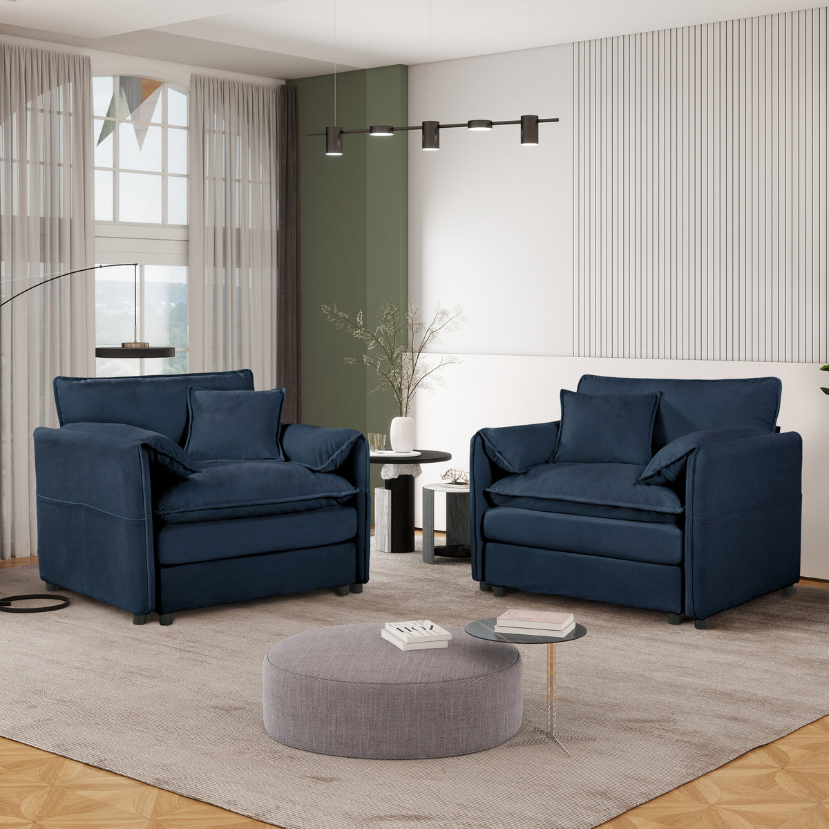 Oversized Chenille Accent Chair Set of 2