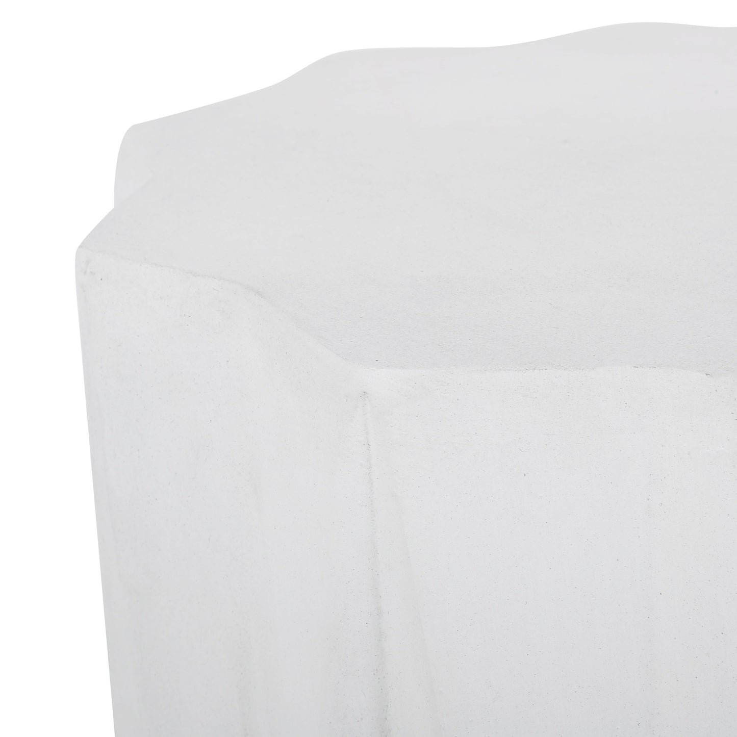 Modern Outdoor Lightweight Concrete Side Table with Geometric Design in Antique White