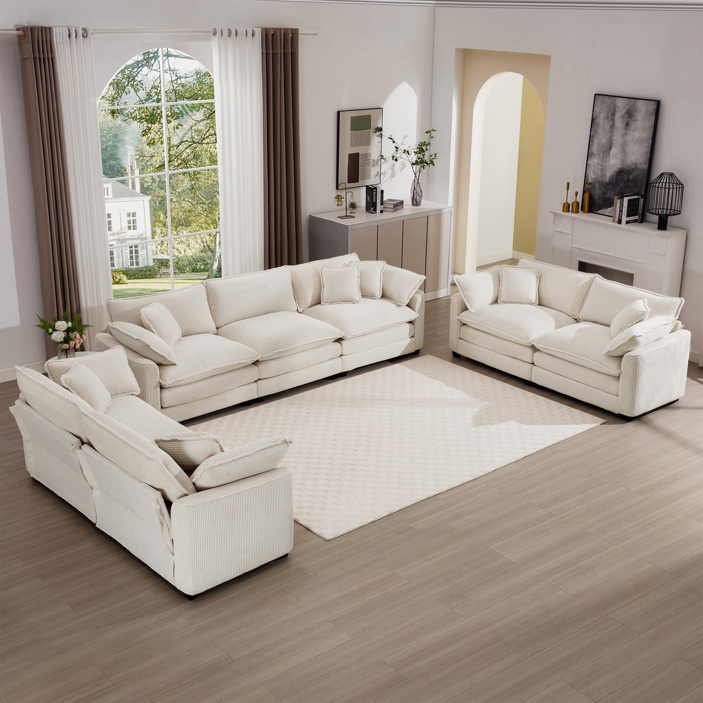 Modern Fabric Living Room Sofa 2-Piece Set